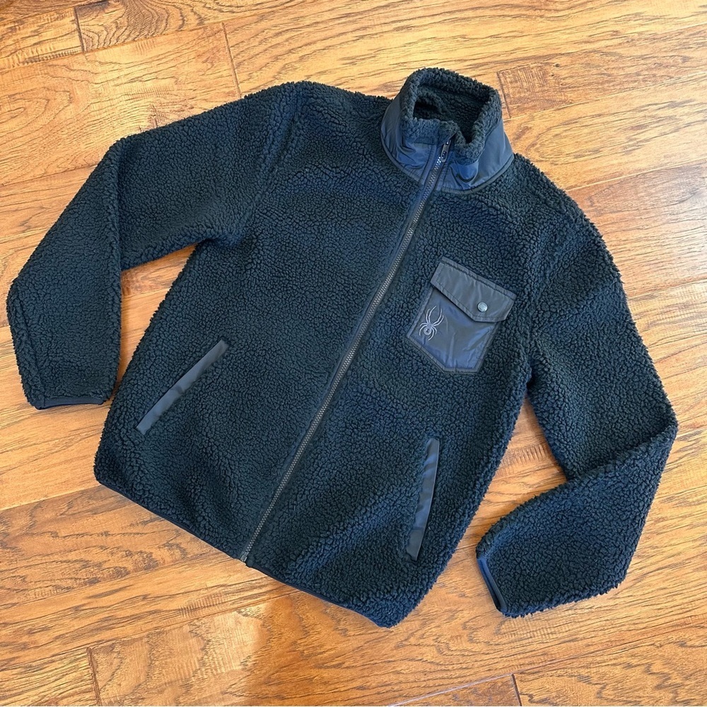 Spyder Men’s Full Zip Black Fleece Jacket Size Small NWT! - Picture 2 of 6